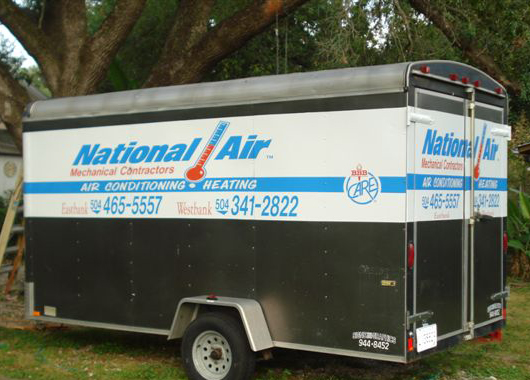 Tralier Wrap - Tralier Lettering - New Orleans - Nola - Construction Tralier Signs - Vinyl Lettering - Plastic Lettering - Trailer Advertising 